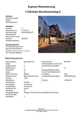 Foto - 2.5 Zimmer Etagenwohnung zur Miete in Recklinghausen