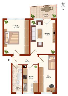 Foto - 3 Zimmer Etagenwohnung zur Miete in Blankenburg (Harz)