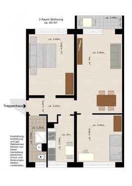 Foto - 3 Zimmer Etagenwohnung zur Miete in Dessau-Roßlau