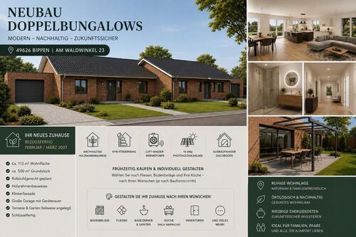 Foto - Neubau Doppelbungalows - 410.000,00&nbsp;EUR Kaufpreis, ca.&nbsp; 112,00&nbsp;m&sup2;