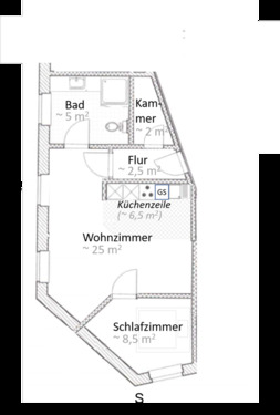 Foto - 1 Zimmer Etagenwohnung zur Miete in Schwerin