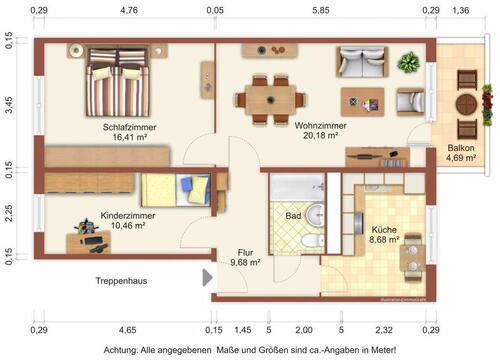 Foto - 3 Zimmer Etagenwohnung zur Miete in Gützkow