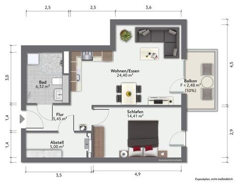 Foto - 2 Zimmer Etagenwohnung zur Miete in Greifswald
