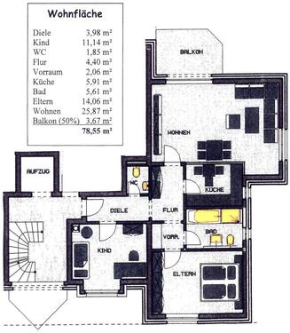 Foto - 78,6 m² - 3,5 Zimmer Wohnung in Oberhausen Schwarze Heide