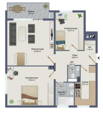 Foto - 3 Zimmer Wohnung in Bad Homburg Kirodrf mit Blick auf die Skyline