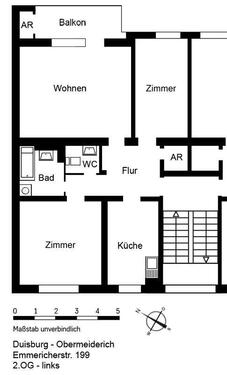 Foto - 3 Zimmer Etagenwohnung zur Miete in Duisburg