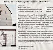 Zentrale 1-Raum-Wohnung in Neustadt an der Weinstraße