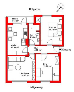 Foto - Etagenwohnung in Wilhelmshaven zur Miete