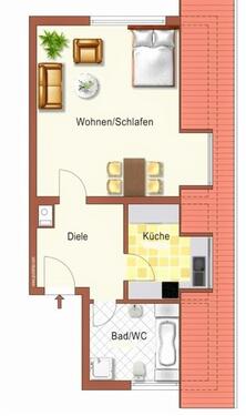 Foto - Schifferstadt Helle, geräumige 1-Zimmer-DG-Wohnung, Teilmöbliert