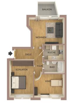 Foto - Frisch sanierte 3-Raum-Wohnung mit Balkon und Stellplatz