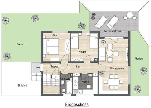 Foto - 3-Zimmer-EG-Wohnung mit Terrasse, Garten & Garage in Neckarsulm