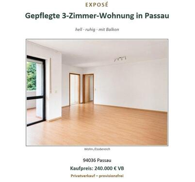 Foto - Gepflegte 3-Zimmer-Wohnung in Passau