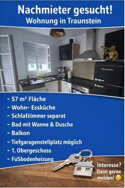 Foto - Wohnung in Traunstein - 880,00&nbsp;EUR Kaltmiete, ca.&nbsp; 57,00&nbsp;m&sup2;