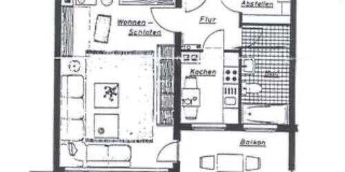 Foto - Frisch sanierte 1-Zimmer-Wohnung mit Balkon & großer Fensterfront