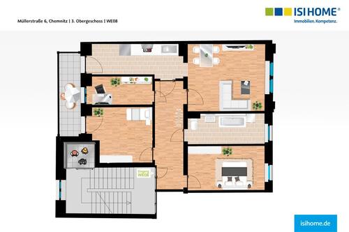 Foto - Frisch sanierte 3,5-Raumwohnung mit Balkon im Zentrum - WE08