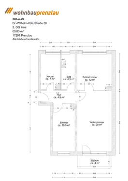 Foto - 3 Zimmer Etagenwohnung zur Miete in Prenzlau