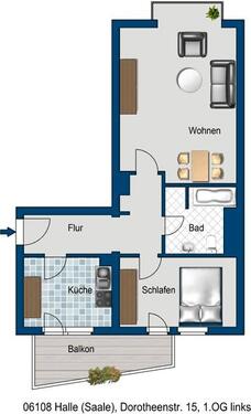 Foto - 2 Zimmer Etagenwohnung zur Miete in Halle (Saale)