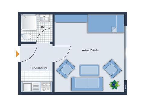 Foto - 1 Zimmer - Appartement mit Mikroküche und Duschbad, nahe der Uni Vechta zu vermieten.