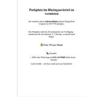 Parkplatz zu vermieten - 70,00 EUR Miete, in Wiesbaden (PLZ: 65197) Klarenthal