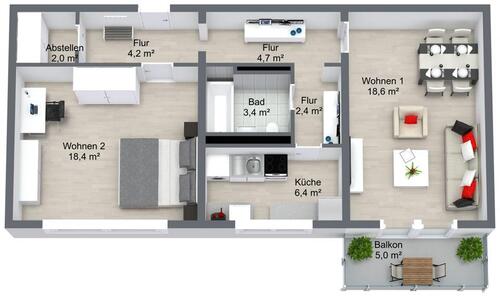 Foto - 2 Zimmer Etagenwohnung zur Miete in Schwedt (Oder)