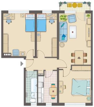 Foto - 3-Raumwohnung mit Esszimmer *Tageslichtbad mit Wanne*