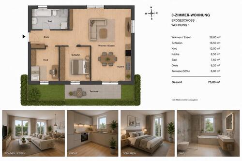 Foto - 3 Zimmer Erdgeschoßwohnung zum Kaufen in Garching an der Alz