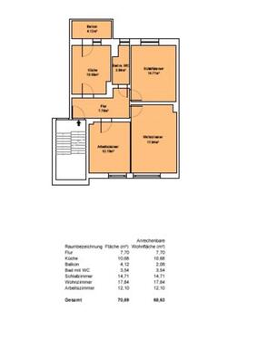 Foto - 70 qm, 3 ZKB, 1. OG, Balkon, EBK, renoviert