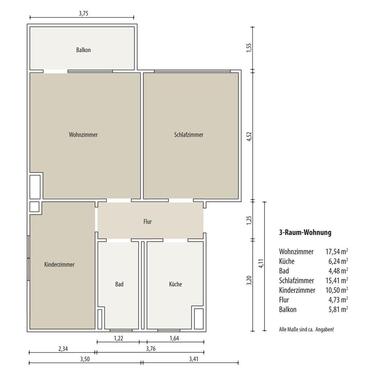 Foto - Etagenwohnung zur Miete in Gera