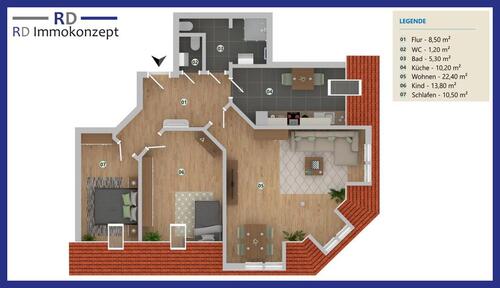 Foto - 3 Zimmer Etagenwohnung zur Miete in Gera