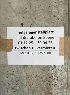 Foto - Stellplatz in Tiefgarage bis 04.2026, Nieder-Erlenbach