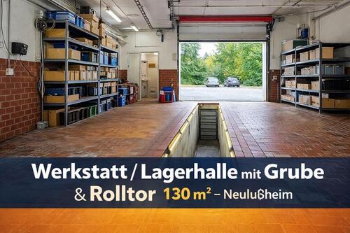 Foto - Werkstatt Lagerhalle mit Grube & Rolltor – 130 m² – Neulußheim