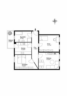 Foto - 3-Raum-Wohnung mit Balkon u. EBK