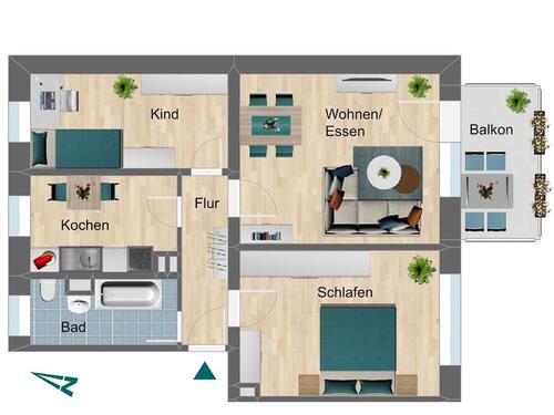 Foto - 3 Zimmer Etagenwohnung zur Miete in Pößneck