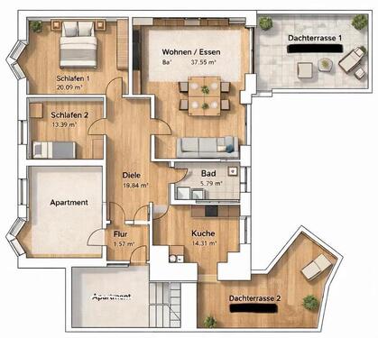 Foto - 4 Zimmer Terrassenwohnung zur Miete in Bad Nauheim