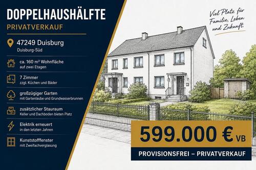 Foto - Doppelhaushälfte mit ca. 160 qm & großem Garten in Duisburg - Süd