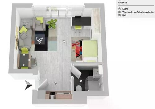 Foto - 1 Zimmer Etagenwohnung zur Miete in Stuttgart