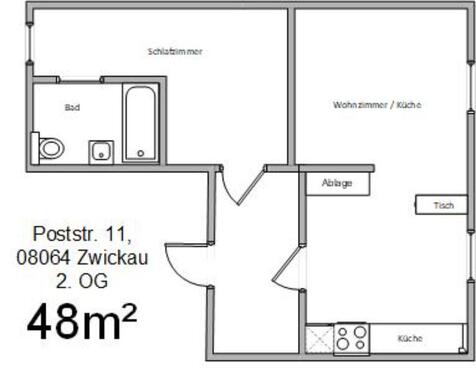 Foto - 2 Zimmer Etagenwohnung zur Miete in Zwickau