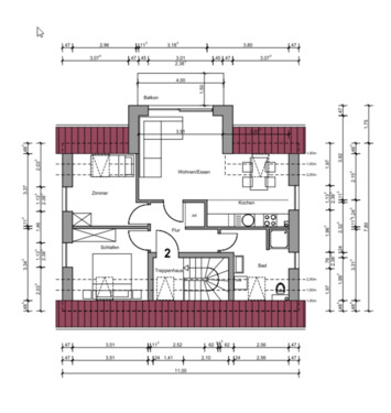 Foto - 3-Zimmer-DG-Wohnung mit EBK und Balkon
