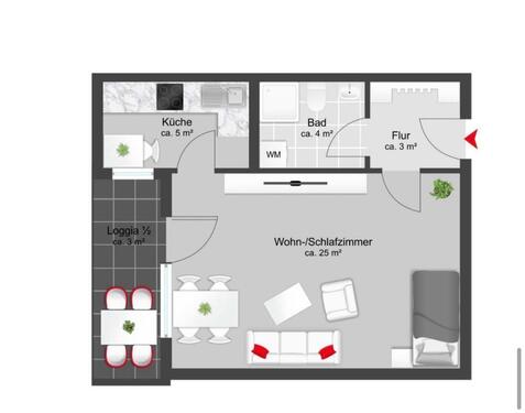 Foto - Stilvolle, möblierte 1-Zimmer-Wohnung mit Balkon in München-Laim