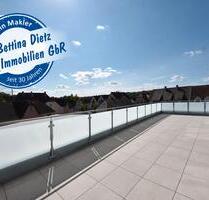 DIETZ: HAUS PAULA! Penthauscharakter mit 50qm Dachterrasse ! Wärmepumpe, Tiefgarage, opt Einbauküche - Elsenfeld