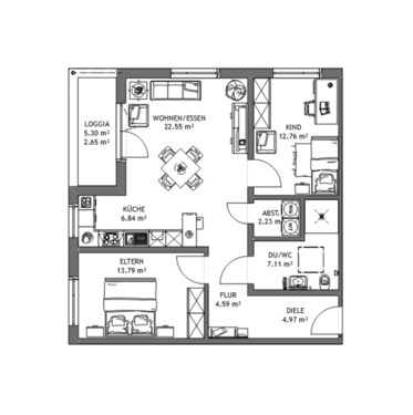 Foto - 3 Zimmer Etagenwohnung in Burgwald