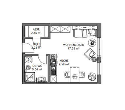 Foto - 1 Zimmer Etagenwohnung in Burgwald