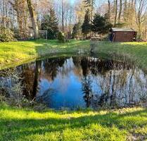 Freizeitgrundstück mit Angelteich und Hütte in Naturlandschaft - Ahaus