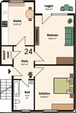 Foto - Provisionsfreie 2 Zimmer Wohnung mit Balkon & Bad mit Fenster
