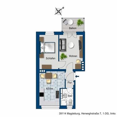 Foto - 2 Zimmer Etagenwohnung zur Miete in Magdeburg