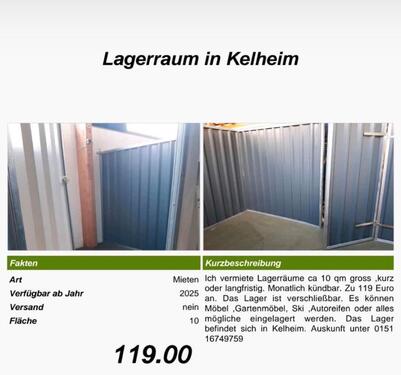 Foto - Lagerraum zu vermieten - 119,00 EUR Kaltmiete,