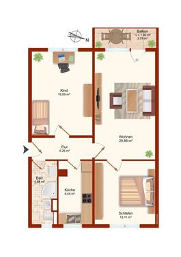 Foto - 3 Zimmer Etagenwohnung zur Miete in Blankenburg (Harz)