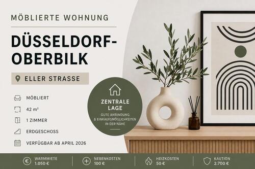 Foto - Möblierte 1-Zimmer-Wohnung in Düsseldorf-Oberbilk (Eller Straße)