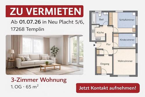 Foto - 3 Zimmer Wohnung, Küche Bad, Stellplatz incl, ca. 65 m2