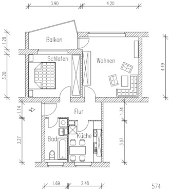 Foto - 2 Zimmer Etagenwohnung zur Miete in Eisenach